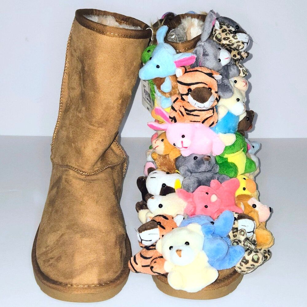 ONE-OF-A-KIND Boots With Mini Stuffed Animals CUSTOM MADE Brown Size 11 NEW NWT